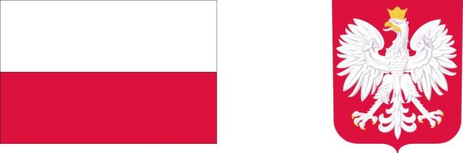 Powiększ zdjęcie: Obraz przedstawia symbole narodowe Polski: po lewej stronie znajduje się flaga Polski, która składa się z dwóch poziomych pasów – górnego białego i dolnego czerwonego, a po prawej stronie widnieje godło Polski, czyli biały orzeł z rozpostartymi skrzydłami, zwrócony w prawo, z złotą koroną na głowie, złotym dziobem i szponami, umieszczony na czerwonym tle. Są to oficjalne symbole Rzeczypospolitej Polskiej.